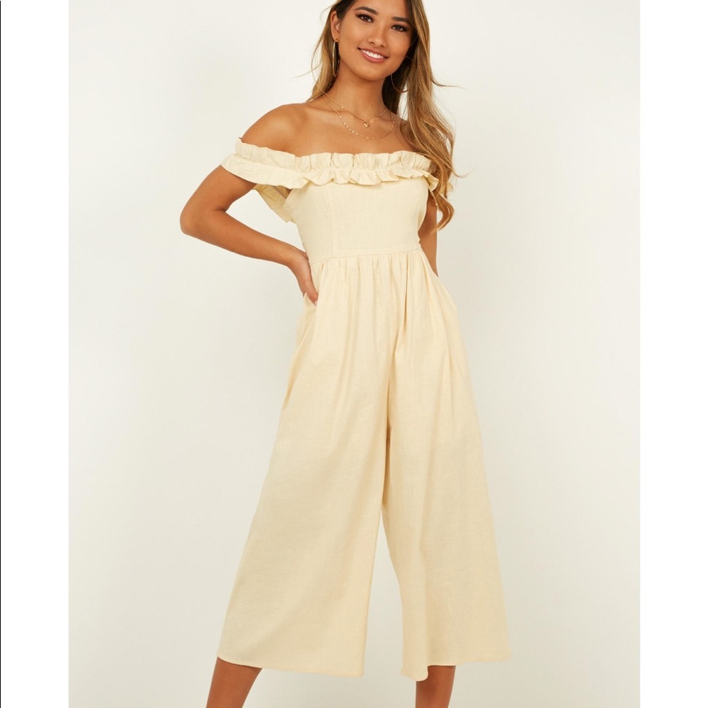 NWT Showpo For Your Eyes Jumpsuit In Natural Linen